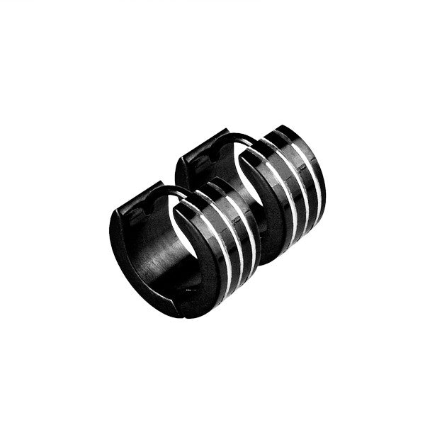 STUART Stainless Steel and Black Pair Earrings