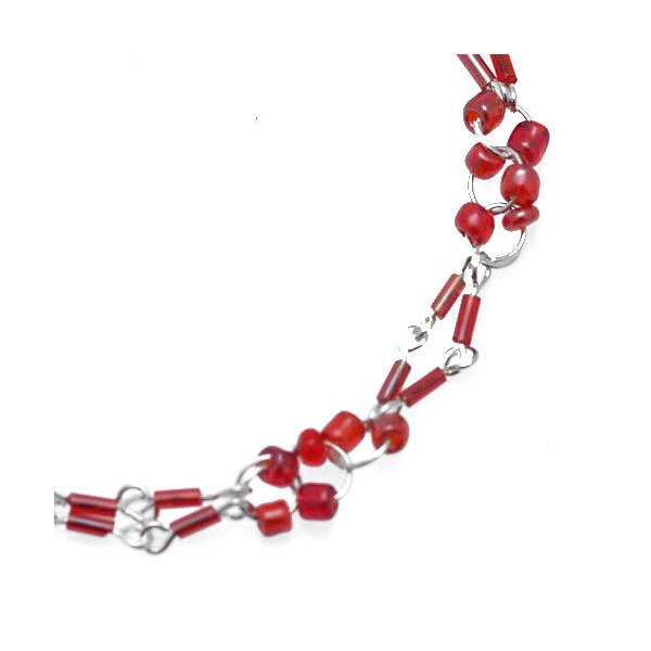 Taraka Silver tone Red Ankle Chain
