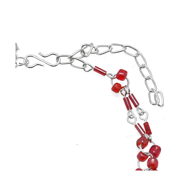 Taraka Silver tone Red Ankle Chain