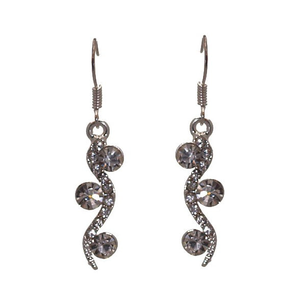TERRI-ANN Silver tone Crystal Hook Earrings