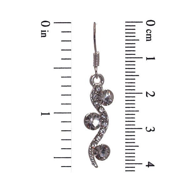 TERRI-ANN Silver tone Crystal Hook Earrings