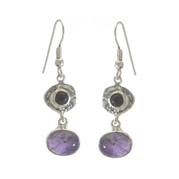 TRAVIATA Silver Plated Amethyst Hook Earrings By VIZ