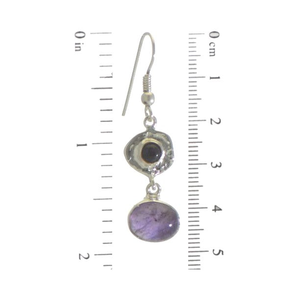 TRAVIATA Silver Plated Amethyst Hook Earrings By VIZ