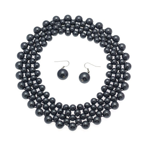 Treasure Grey faux Pearl Necklace Set