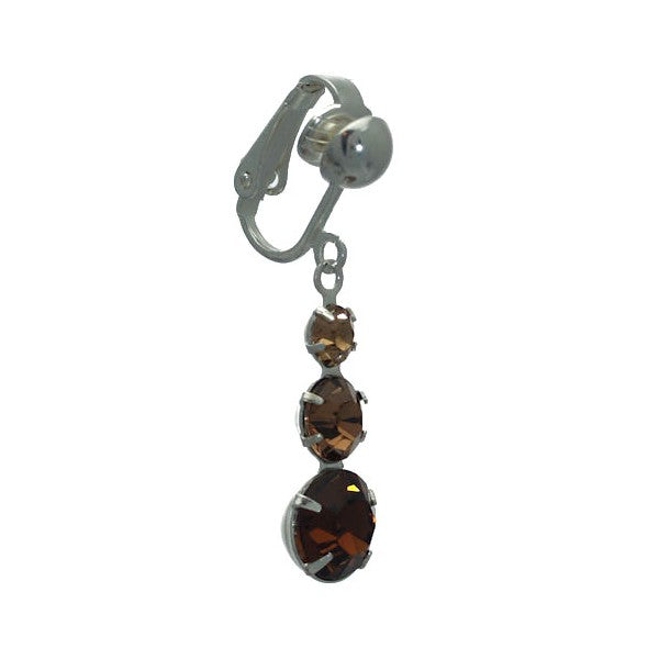 UNA 3 Tone Topaz Crystal Silver Plated Clip On Earrings