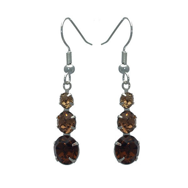 UNA 3 Tone Topaz Crystal Silver Plated Hook Earrings