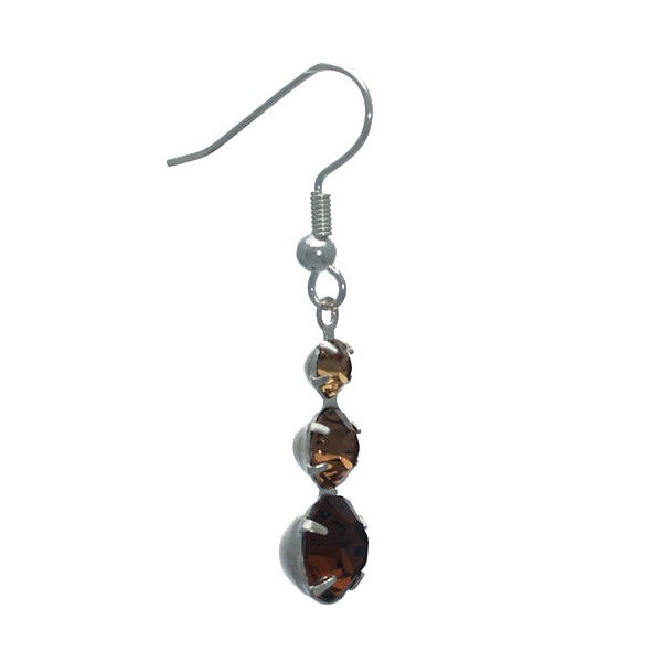 UNA 3 Tone Topaz Crystal Silver Plated Hook Earrings