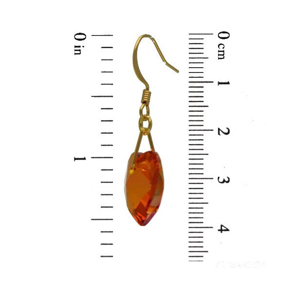 VALENTINE Gold Plated Astral Pink Crystal Heart Hook Earrings