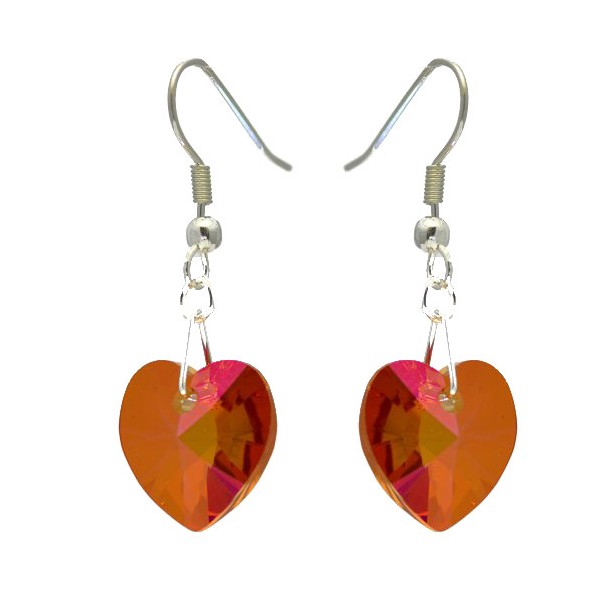 VALENTINE Silver Plated Astral Pink Crystal Heart Hook Earrings