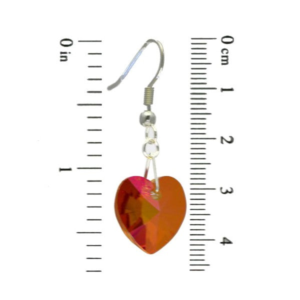 VALENTINE Silver Plated Astral Pink Crystal Heart Hook Earrings
