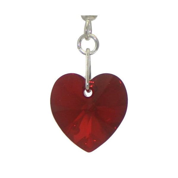 VALENTINE Silver Plated Siam AB Crystal Heart Hook Earrings