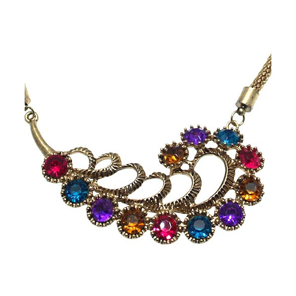Vanity Fair Antique Gold tone Multi Coloured Crystal Necklace