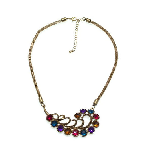 Vanity Fair Antique Gold tone Multi Coloured Crystal Necklace