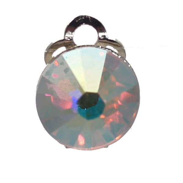 Vivid Silver Plated Aurora Borealis Crystal Clip On Earrings