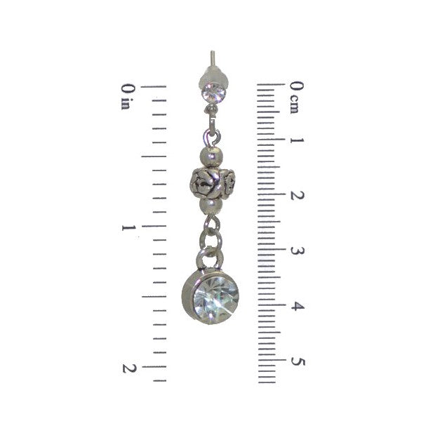 WILLOW Silver tone Crystal Post Earrings