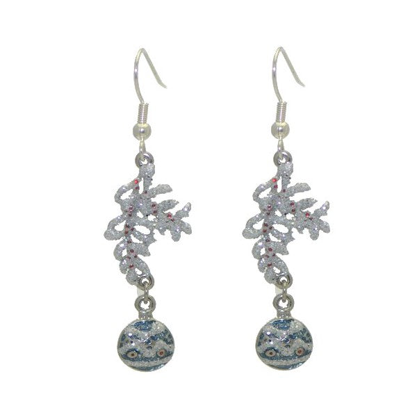 XMAS BAUBLE Silver Plated Crystal Hook Earrings