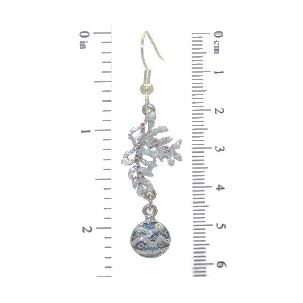 XMAS BAUBLE Silver Plated Crystal Hook Earrings