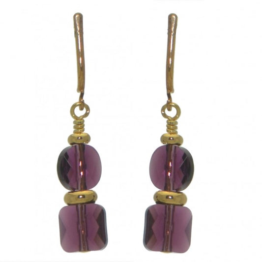 AASHA gold plated amethyst clip on earrings