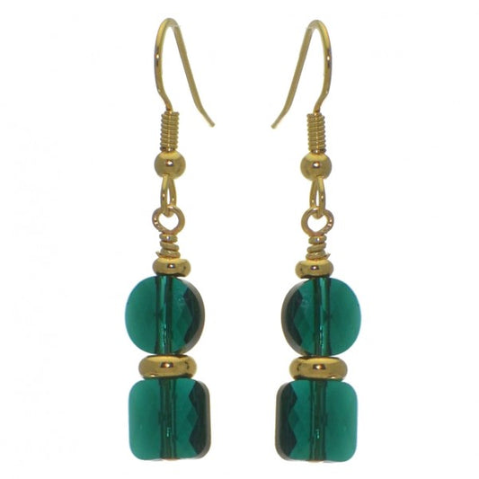 AASHA gold plated emerald hook earrings