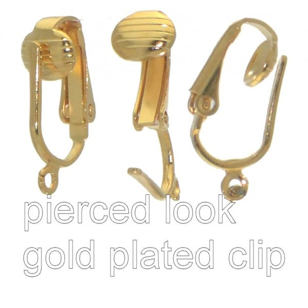 AASHA gold plated jet crystal clip on earrings