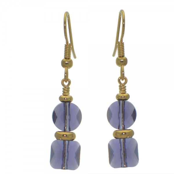 AASHA gold plated tanzanite crystal hook earrings