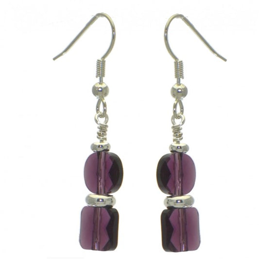 AASHA silver plated amethyst crystal hook earrings