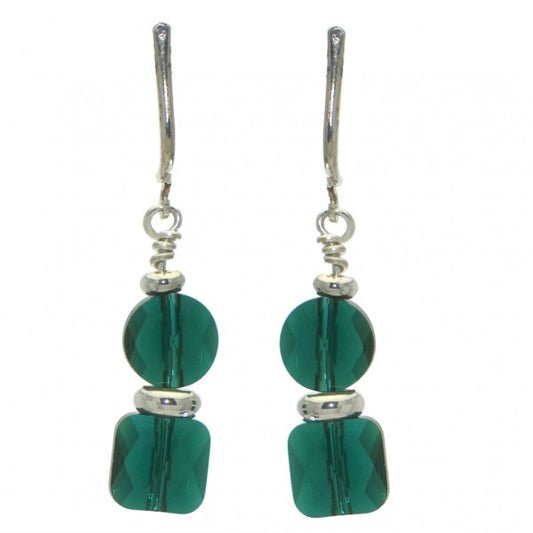 AASHA silver plated emerald crystal clip on earrings