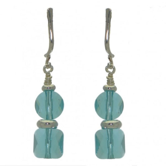 AASHA silver plated light turquoise crystal clip on earrings
