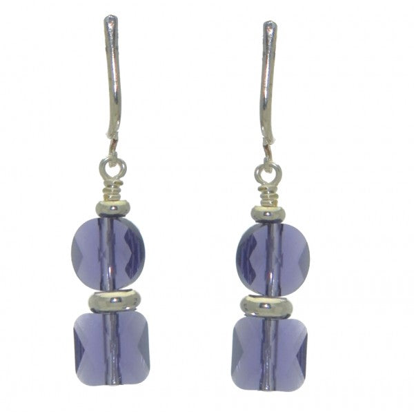 AASHA silver plated tanzanite crystal clip on earrings