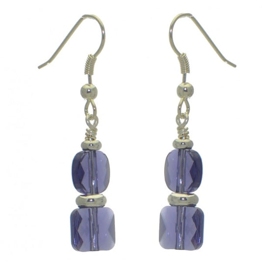 AASHA silver plated tanzanite crystal hook earrings