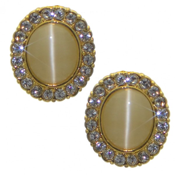 ABBY Gold Plated Crystal and Opaline Clip On Earrings