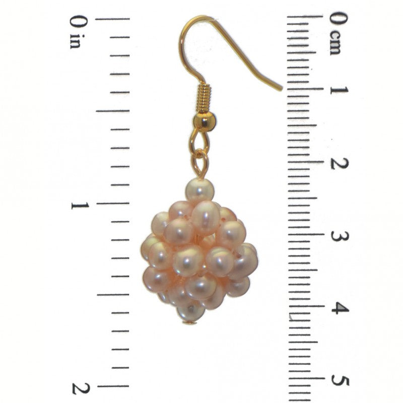 ACACIA gold plated pale mauve and pink cultured pearl cluster hook earrings