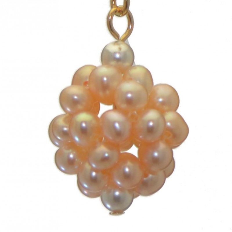 ACACIA gold plated peach cultured pearl cluster hook earrings