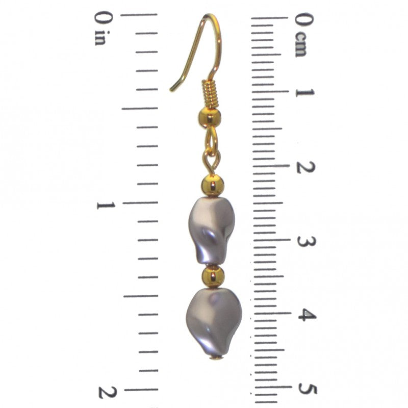 ACCALIA gold plated purple Swarovski elements wave pearl clip on earrings