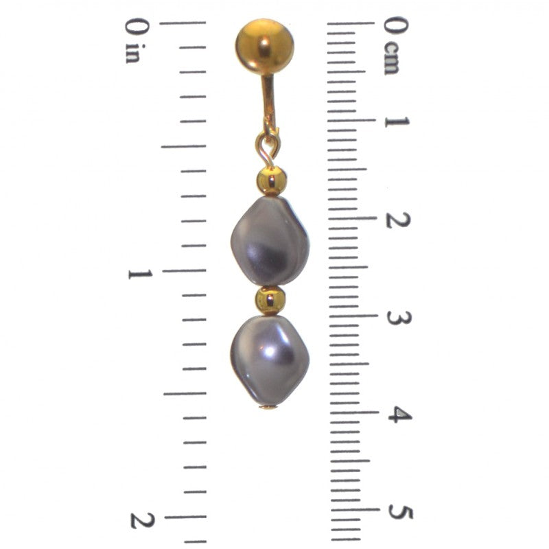 ACCALIA gold plated purple Swarovski elements wave pearl clip on earrings