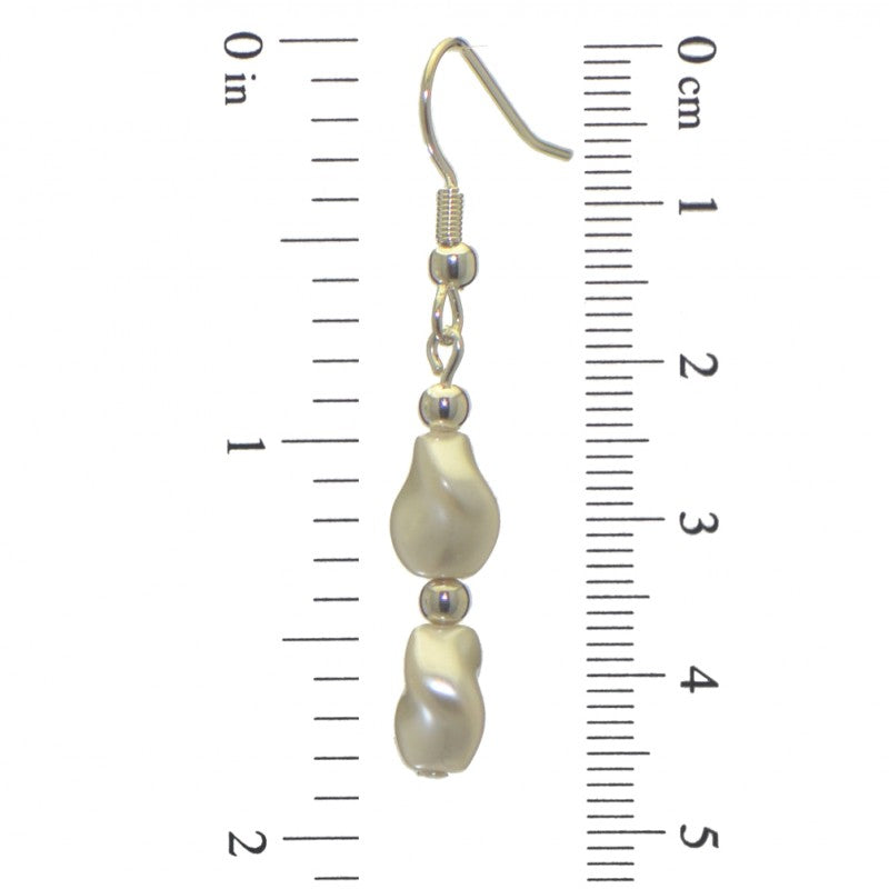 ACCALIA silver plated white Swarovski elements curved pearl hook earrings