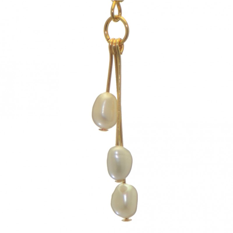 ADDIE DROPS gold plated triple white freshwater pearl hook earrings