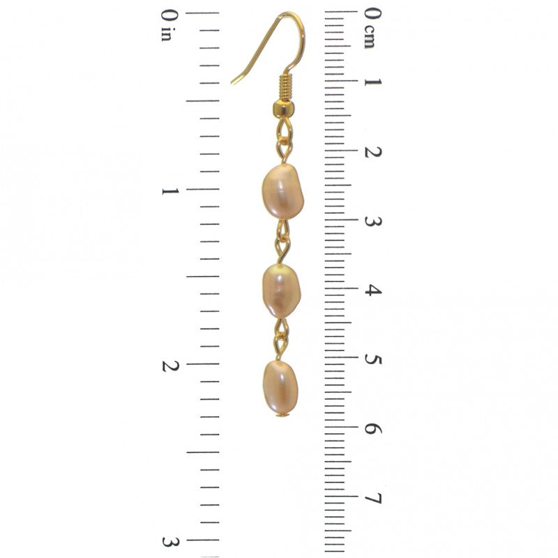 ADDIE LINKS gold plated triple cream freshwater pearl hook earrings