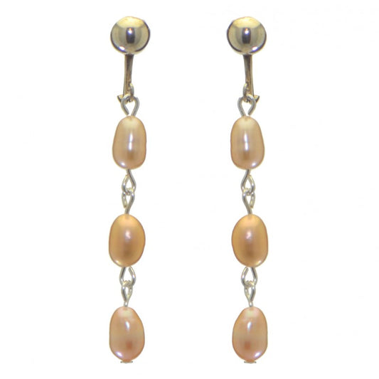 ADDIE LINKS silver plated triple cream freshwater pearl clip on earrings