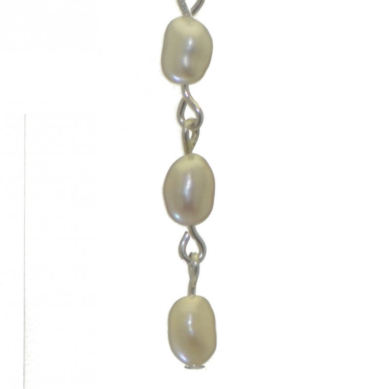 ADDIE LINKS silver plated triple white freshwater pearl clip on earrings