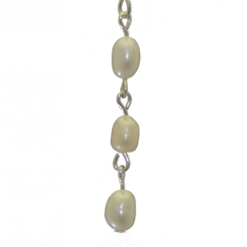 ADDIE LINKS silver plated triple white freshwater pearl hook earrings