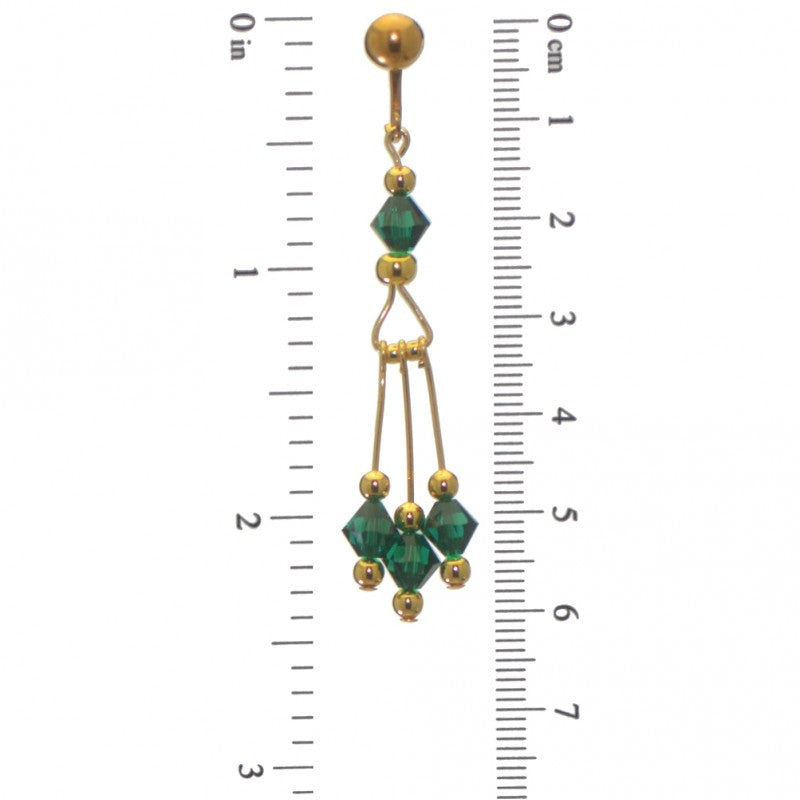 ADELHEID gold plated swarovski elements emerald green crystal drop clip on earrings