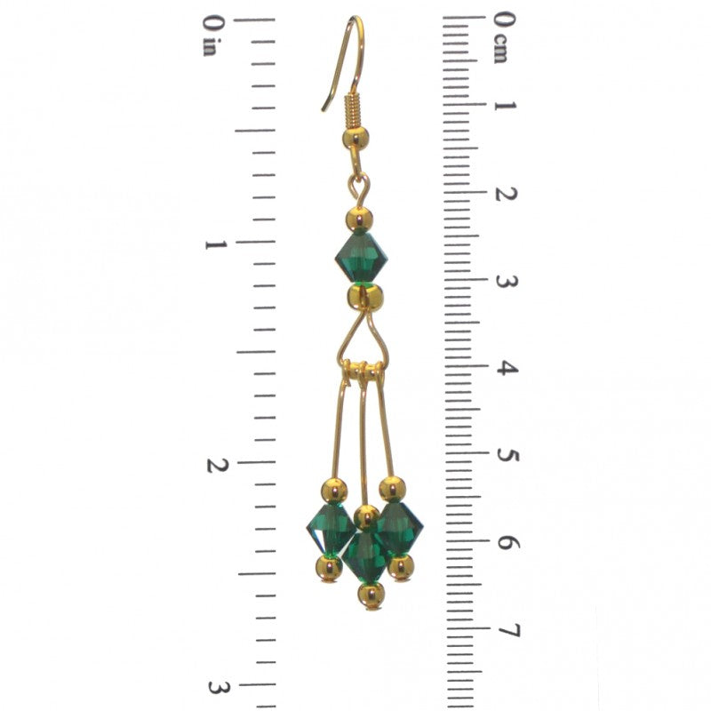 ADELHEID gold plated swarovski elements emerald green crystal drop hook earrings