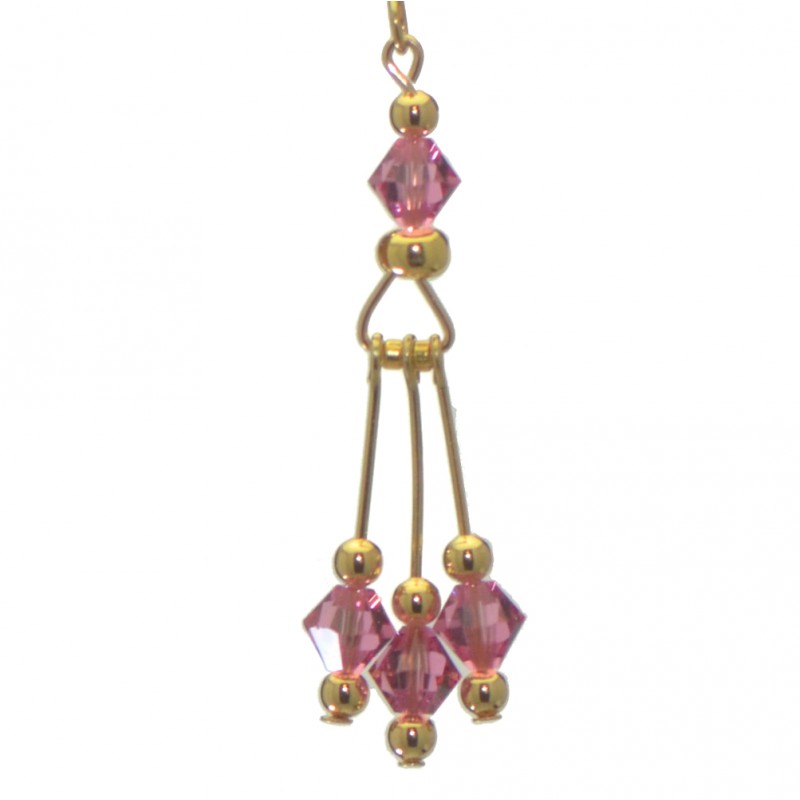 ADELHEID gold plated swarovski elements rose pink crystal hook earrings