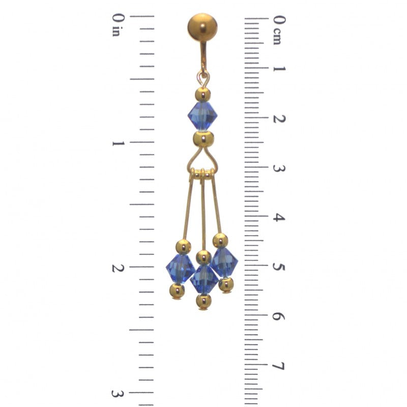 ADELHEID gold plated swarovski elements sapphire blue crystal clip on earrings