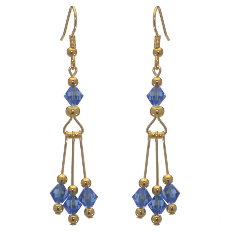 ADELHEID gold plated swarovski elements sapphire blue crystal hook earrings