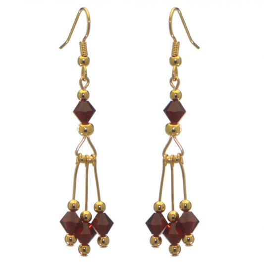 ADELHEID gold plated swarovski elements siam red crystal hook earrings