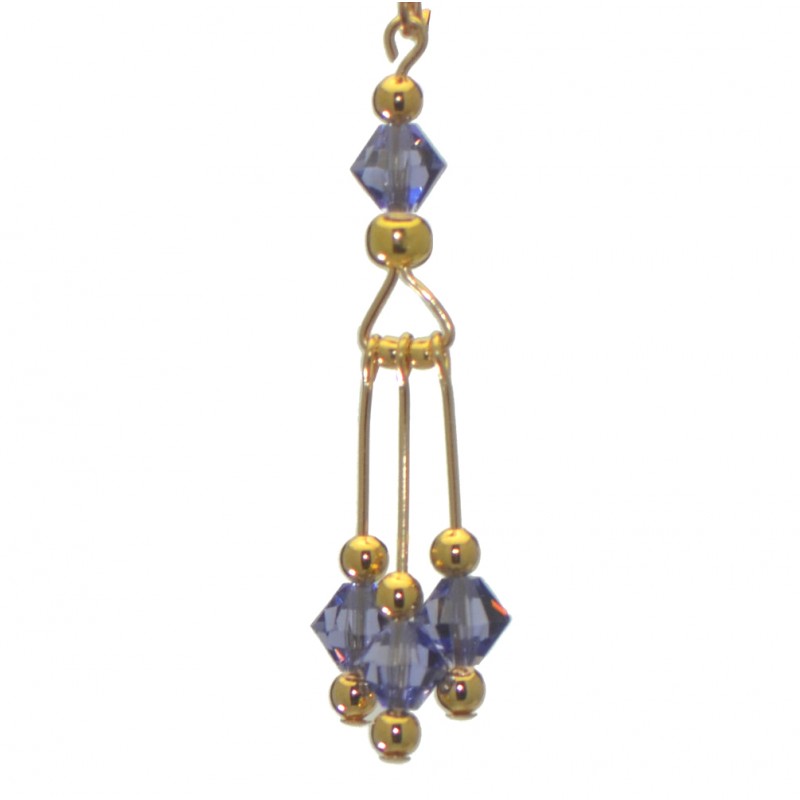 ADELHEID gold plated swarovski elements tanzanite crystal drop clip on earrings