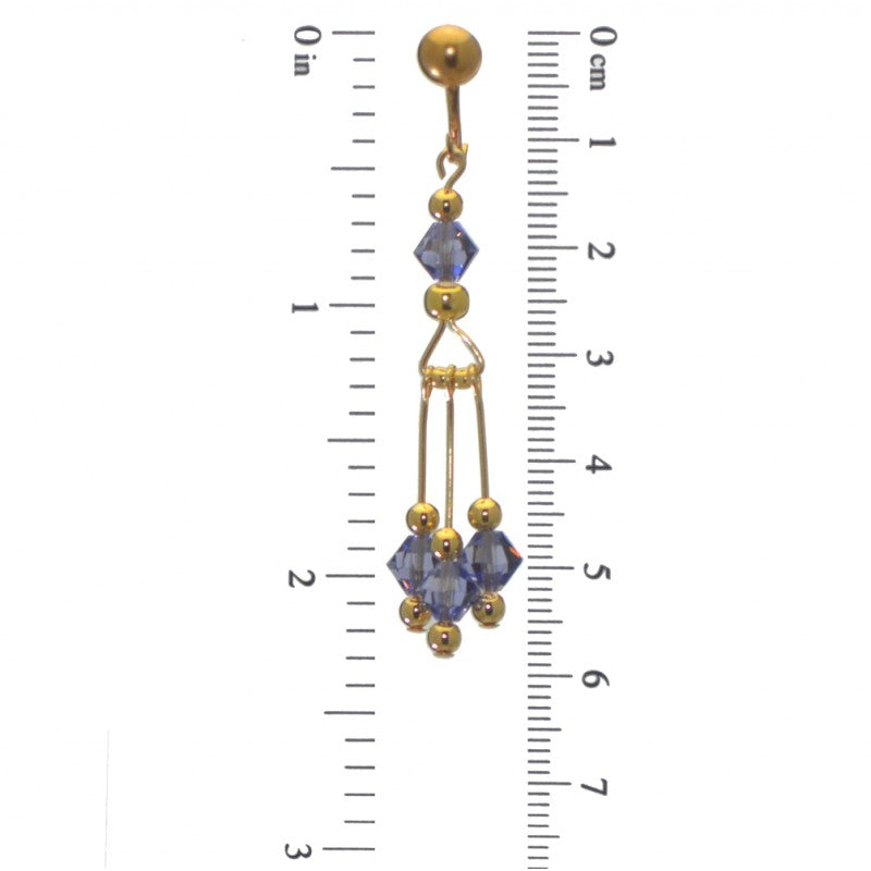 ADELHEID gold plated swarovski elements tanzanite crystal drop clip on earrings