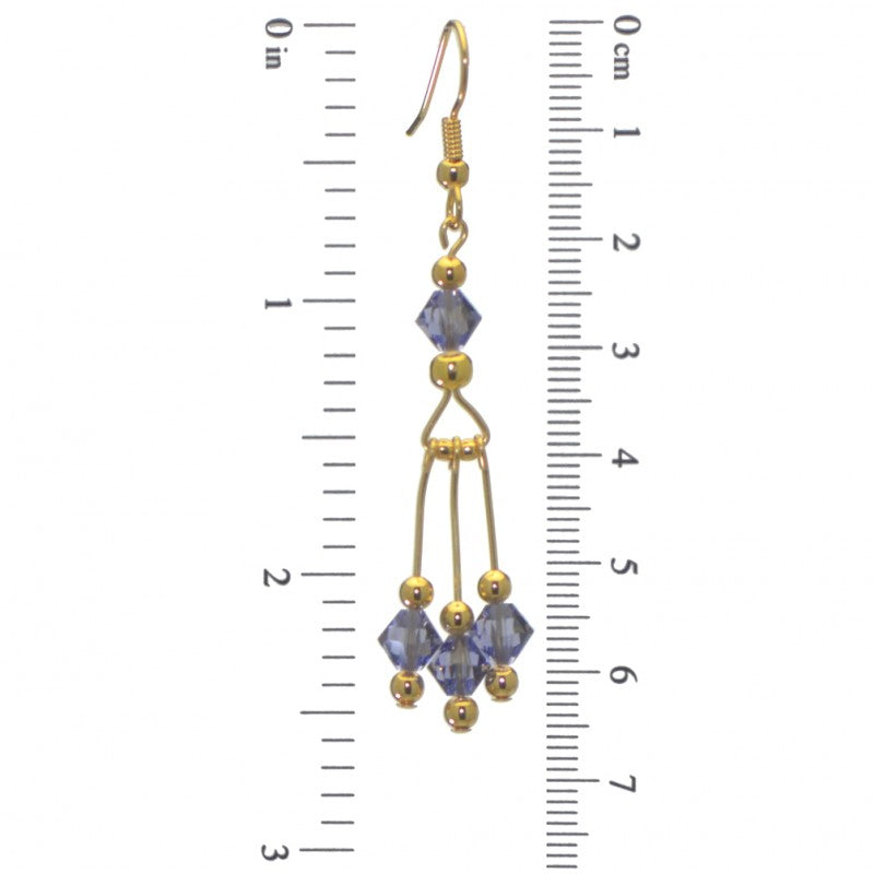 ADELHEID gold plated swarovski elements tanzanite crystal drop hook earrings